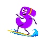 Vector clipart: Cartoon math number five character surfing board