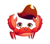 Vector clipart: Cartoon crab animal pirate and corsair character