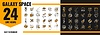 Vector clipart: Line galaxy space icons, rocket, planet, astronaut