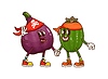 Vector clipart: Groovy tropical figs and feijoa fruits pirates