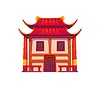 Cartoon Chinese building, Asian china town house