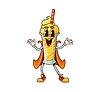 Cartoon groovy milkshake character in wizard cape
