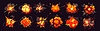 Bomb blast explosion effect, cartoon boom clouds