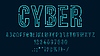 Векторный клипарт: Футуристический кибертехнологичный неоновый шрифт или алфавит
