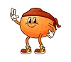 Cartoon groovy orange fruit pirate, funny corsair