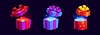 Gift box game icons, cartoon surprise boxes