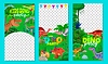 Kids dino party flyer template, funny dinosaurs