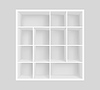 Vector clipart: Empty white bookshelf realistic 3d mockup