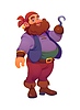 Cartoon pirate corsair character with hook hand