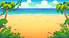 Cartoon tropical island beach with coconut palms | Stock Vector Graphics
