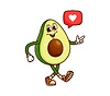 Vector clipart: Avocado groovy character with heart message cloud