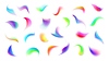 Gradient fluid brush shapes, rainbow smears set
