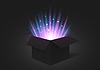 Vector clipart: Bright neon glow light of holiday gift box