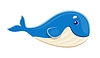 Cartoon whale smiling character with blue skin