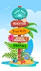 Vector clipart: Beach signboard, vacation wood sign board signage