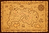 Pirate treasure island map, ships and compass
