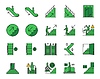 Stairs, elevator emergency exit color line icons