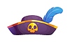 Vector clipart: Cartoon pirate tricorn cocked hat with feather