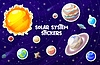 Vector clipart: Solar system sun and planets orbits stickers pack