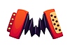 Vector clipart: Cartoon musical font letter M as an accordion