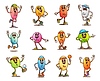 Personajes de dibujos animados groovy vitamin, micronutrient | Ilustración vectorial