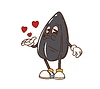 Cartoon groovy sunflower seed character kiss heart