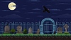 Vector clipart: 8Bit pixel art Halloween graveyard landscape