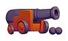Vector clipart: Cartoon pirate cannon weapon with cannonballs