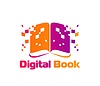 Icono de libro digital con elementos pixelados | Ilustración vectorial