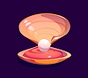 Cartoon pearl shell, underwater oyster and scallop