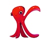 Vector clipart: Cartoon underwater font octopus animal letter K