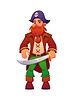 Vector clipart: Cartoon pirate and corsair character in tricorn