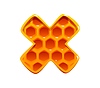 Honey font typeset, cartoon honeycomb letter X