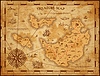 Vintage map of pirate treasures island and compass
