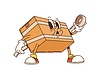 Groovy delivery cardboard box with tape character