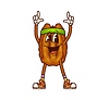 Cartoon groovy walnut seed character, funny face