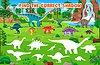 Vector clipart: Find correct shadow game quiz with dinosaurs