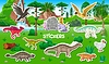 Vector clipart: Stickers pack of cartoon prehistoric dinosaurs