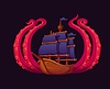 Vector clipart: Heraldic octopus tentacles with pirate sail ship