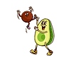 Avocado playing with own seed groovy character