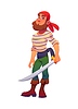 Vector clipart: Cartoon pirate character with beard and saber
