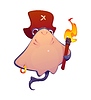 Vector clipart: Cartoon stingray animal pirate corsair character