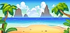 Vector clipart: Tropical beach landscape with green palm trees