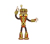 Cartoon groovy robot character with red glow eyes | Stock Vector Graphics