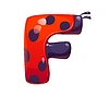 Ladybug beetle cartoon font typeset letter F