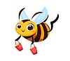 Векторный клипарт: Мультяшный персонаж Honey bee с ведрами меда