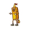 Vector clipart: Cartoon groovy school stationery pouch character