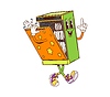 Vector clipart: Cartoon groovy dishwasher, furniture character
