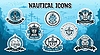 Vector clipart: Nautical marine badges stickers with ship anchors