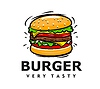 Vector clipart: Fast food tasty hamburger icon or symbol